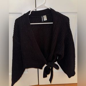 H&M Chunky Knit Cropped Wrap Sweater
